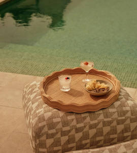 ถาดเสิร์ฟทรงกลมหวายสุดหรู ทำด้วยมือ ถาดโชว์สินค้าหวาย ขอบหยักลายประณีต ของตกแต่งโต๊ะสไตล์คลาสสิก - Product Image 5