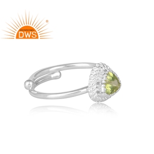Best Selling Fine Sterling Silver Natural <b>Peridot</b> Gemstone Triangle Design Stackable <b>Ring</b> Custom Jewelry Manufacturer - Product Image 3