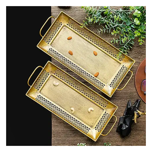 Plateau en métal galvanisé de haute qualité avec poignées en corde, élégant et fonctionnel pour le service de mariage, la décoration intérieure, écologique et fait à la main - Product Image 2