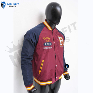 Veste universitaire d'hiver pour homme Broderie en chenille Design baseball Lettreman Bouton avant debout Coupe-vent Écologique Vente en gros - Product Image 1