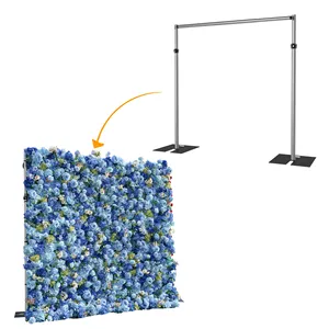 Flower Wall Backdrop Pipe And Drape Photography Stand Kit Adjustable Uprights 8Ft X 8Ft With Metal Base For Wedding Party Event