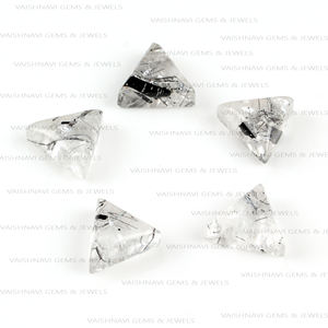 พลอยควอตซ์เจียระไนแบบหลวมทำจากทับทิมสีดำธรรมชาติเจียระไนทรงสามเหลี่ยมเทียบขนาด10มม. ผู้ผลิตขายส่ง - Product Image 4