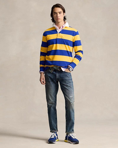 380gsm Heavy Cotton Knit Custom <b>Striped</b> School Polo Rugby Uniform With Embroidery Logo - Product Image 2