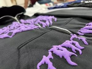 เสื้อมีฮู้ดสำหรับผู้ชาย,เสื้อสเวตเตอร์ผ้าฝ้ายออร์แกนิกพิมพ์ลายโฟม3d พิมพ์โลโก้แบบพอง - Product Image 2