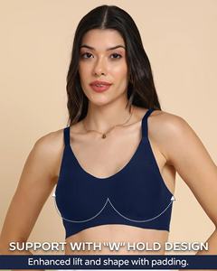 Tweens Everyday Solid Pattern Cotton Spandex Invisi-Fit Bra Wire-Free Lightly-Padded Support NAVY <b>BLUE</b> - Product Image 3