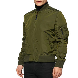 Chaqueta de bombardero transpirable de color sólido con cremallera completa para hombre, chaqueta de bombardero ligera de calidad superior para hombre - Product Image 2