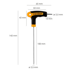 Chiave a brugola con testa sferica a T da 2,5 mm. Con Colgador - Product Image 2