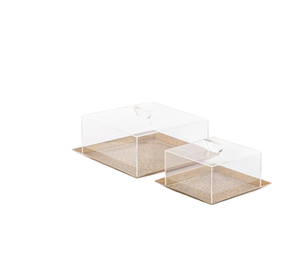 Juego de tres bandejas de servicio de metal de aluminio dorado en varios tamaños ideales para servir comida en bodas y restaurantes - Product Image 3