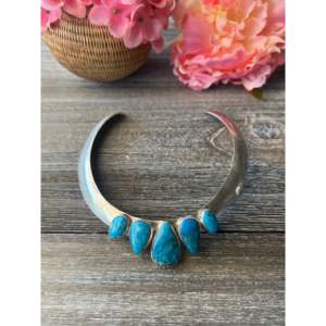 Collier ras du cou en turquoise et argent sterling Larry Kaye Kingman - Product Image 1