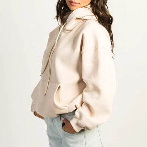 Sudadera con capucha holgada de gran tamaño con estampado de soplo de algodón pesado para mujer de alta calidad personalizada - Product Image 4