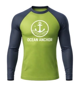 เสื้อแรชการ์ดแขนยาวผู้ชาย OEM ป้องกันริ้วรอย UPF 50+ ป้องกันแสงแดด UV ระบายอากาศได้ดี แห้งเร็ว เป็นมิตรกับสิ่งแวดล้อม - Product Image 1