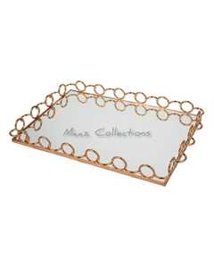 Venta al por mayor Decoración para el hogar y el hotel Bandeja de espejo de cristal plateada hecha a mano Bandeja de servicio económica - Product Image 2