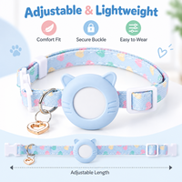 Collier pour chat mignon avec support de traceur, boucle de sécurité détachable, réglable, en nylon souple, motif cœur, logo personnalisé, vente en gros, approvisionnement en vrac