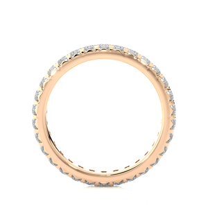 แหวนแต่งงานโรสโกลด์ทรงกลม 1 กะรัต ประดับเพชรโมอิสซาไนต์แบบ V-Prong - Product Image 4
