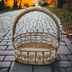 Wholesale Handmade Metal Iron Paper Rope Woven Elegant Eco-Friendly Multifunction Custom Logo Oval Gift <b>Hamper</b> <b>Basket</b> Wedding - Product Image 6