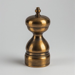 Molinillo de sal y pimienta de latón Premium con acabado antiguo Trabajo artesanal que ofrece acento decorativo para mesas de comedor - Product Image 2