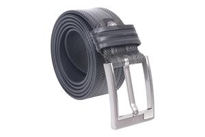 Cinturón de cuero negro de grano superior informal para hombre sólido - Product Image 6