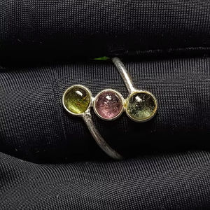Anillo fino de Plata de Ley 925, 1,40 gramos, piedras preciosas de turmalina múltiple Natural, ajuste de bisel de rodio para regalo de aniversario de fiesta - Product Image 1