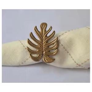 Anillos de Servilleta de Aluminio con Diseño de Hojas Doradas para Decoración de Mesa de Bodas y Fiestas, Ecológicos y Duraderos - Product Image 2