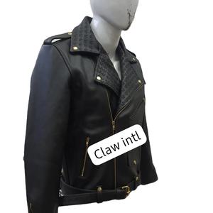 Chaqueta Acolchada Informal Personalizada para Hombre, Estilo Urbano, Cuero Genuino Tejido, Impermeable, Resistente al Viento, Transpirable, Negra - Product Image 1