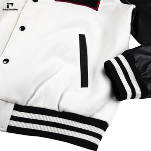 Veste universitaire en laine noire et blanche de haute qualité, col montant, unisexe, nouveau style, tissu brodé, fabricant direct - Product Image 4