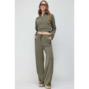 Pantalones Deportivos de Pierna Ancha para Mujer, 100% Poliéster, Suaves al Tacto, con Otras Características, Cierre Sin Cremallera, Sin Estampado, Sin Técnicas Especiales - Product Image 1