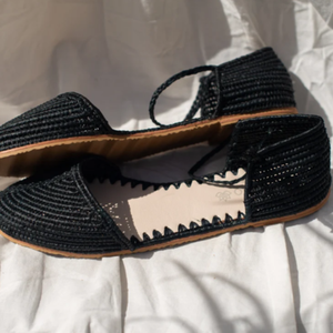 Sandales en raphia faites à la main, sandales d'été, chaussures d'été pour femmes, chaussures de plage, ballerines, - Product Image 1