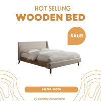 Lit en teck massif de taille Queen, design moderne, avec tissu capitonné classique pour la décoration de chambre à coucher