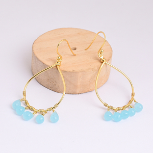 Pendientes colgantes de plata de ley 925 Aqua Natural, joyería de plata de ley 925, compromiso de aniversario para todas las ocasiones - Product Image 3