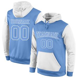 Custom Printing Custom Stitched Light Blue Light Blue-<b>White</b> Sports Pullover <b>Sweatshirt</b> Hoodie - Product Image 1