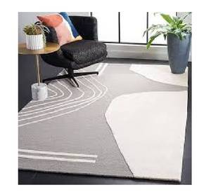 Alfombra Moderna Abstracta de Lana con Diseño de Olas en Terracota, Pelo Medio, Pelo Cortado, Apta para Mascotas, Antideslizante, Textura Suave para Uso Doméstico y Comercial - Product Image 3