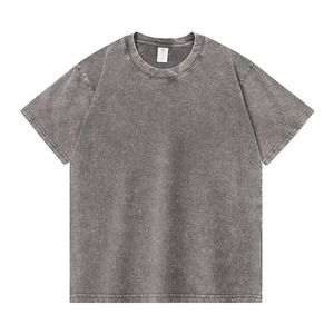 T-shirt unisexe en coton 100% pour homme, coupe classique, col rond, épaules tombantes, logo personnalisé, effet délavé - Product Image 4