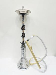 Premium lujo tradicional egipcio Shisha plata latón macizo dos niveles Mini Hookah profundo grabado a mano vástago de acero inoxidable - Product Image 6