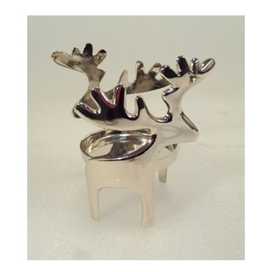 Silver Polished Aluminium <b>Reindeer</b> Pillar Candle Holder For Table Top Decor Home <b>Christmas</b> Festival <b>Lighting</b> Decorative - Product Image 1