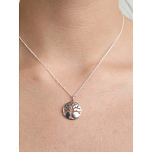 Collier chaîne tendance CLARA en argent sterling 925 avec pendentif arbre, plaqué rhodium, zircon, diamant, perle, pierres principales en or 18 carats et platine - Product Image 6