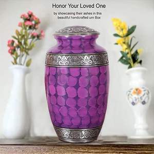 Silver Engraved Aluminium Cremation Urn for Human <b>Ashes</b> Adult Male Female Pets Cat <b>Dog</b> Urn Large Burial Funeral (Purple) - Product Image 4
