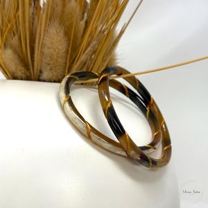 Bracelet en corne de buffle naturelle de haute qualité, fait à la main, surface polie, bijoux traditionnels écologiques - Product Image 3
