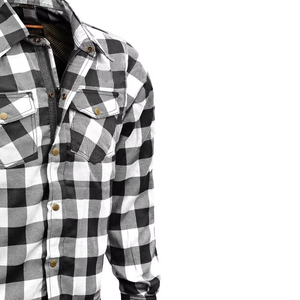 Chemise de moto blindée pour homme et femme, taille plus, armure dissimulée, flanelle noire et blanche, DuPont pour CE, anti-UV, séchage rapide - Product Image 5