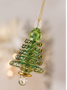Ornement de Noël en verre fait main à plusieurs niveaux avec accents en or 24 carats et boucle de suspension intégrée |   Décoration d'intérieur de luxe personnalisable - Product Image 1