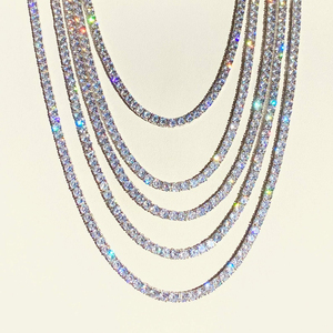 IGI Certified VVS Brilliant Cut Diamond Chains Custom 925 <b>Sterling</b> <b>Silver</b> Tennis Chain Iced Hip Hop <b>Necklaces</b> Women's Party - Product Image 1