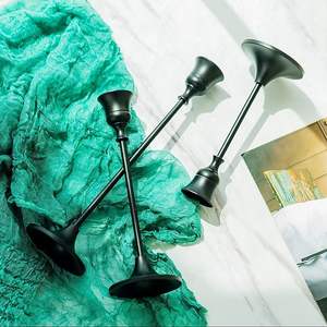 Bougeoir en métal noir 1 ensemble/3 pièces bougeoir pour bougie conique pour cheminée cheminée Table à manger décorations pour la maison - Product Image 2