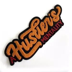 Écusson PVC brodé thermocollant de concepteur 3D personnalisé logo tissé en chenille lettre pour tissu logo tissé par transfert de chaleur - Product Image 2