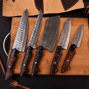 Resin Handle Handmade Forged Damascus Steel 5 Piece Chef <b>Knife</b> Set <b>Utility</b> Slicing Cleave Fillet Paring Kitchen <b>Knives</b> Set - Product Image 2