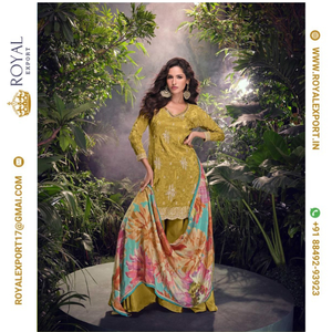 Royal Export en Surat Gujarat lanza nuevas exquisitas colecciones de Trajes cosidos de estilo indio Premium Real Chinon Silk Free Size - Product Image 6