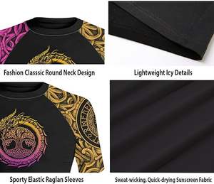 Rashguard No Gi BJJ MMA Grappling Jiu Jitsu en polyester et élasthanne imprimé par sublimation, demi-manches respirantes - Product Image 6