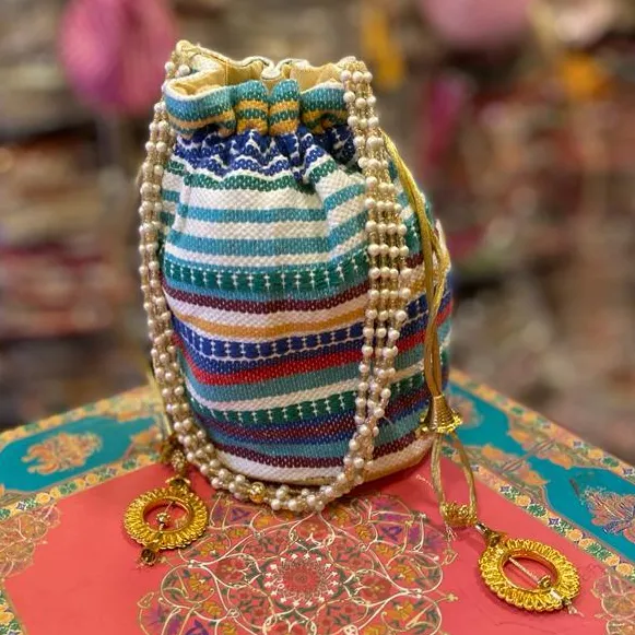 Schönes neues Design Handmade Bestseller Potli Kordel zug Geldbörse Perlen Tasche Handtasche zum Großhandels preis aus Indien