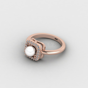 Anillo de Boda de Plata de Ley 925 Auténtica de Alta Calidad con Perla de Agua Dulce y Oro Vermeil de 18k, Estilo Bohemio, 7mm, para Mujer, Ideal para Fiestas - Product Image 3