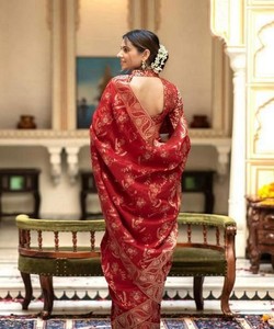 Sari en soie jacquard LICI attrayant, avec blouse non cousue, pour les fêtes et les occasions spéciales, prix de gros, vêtement ethnique, multicolore, tous les modèles - Product Image 4