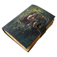 Carnet en cuir véritable Vintage Forest Queen, design nature, couverture rigide, carnet de croquis Wiccan, écriture classique, Noël