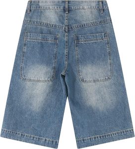 Short en jean long pour homme, non extensible, coupe décontractée, large, avec entrejambe sous le genou, avec poches arrière. - Product Image 2